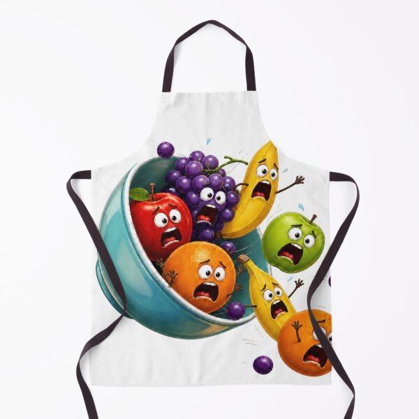 Item preview, Panicked Cartoon Fruit Bowl Tipping Over with Flying Fruit Characters designed and sold by jgvisualarts.