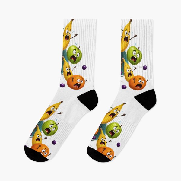 Item preview, Panicked Cartoon Fruit Bowl Tipping Over with Flying Fruit Characters designed and sold by jgvisualarts.