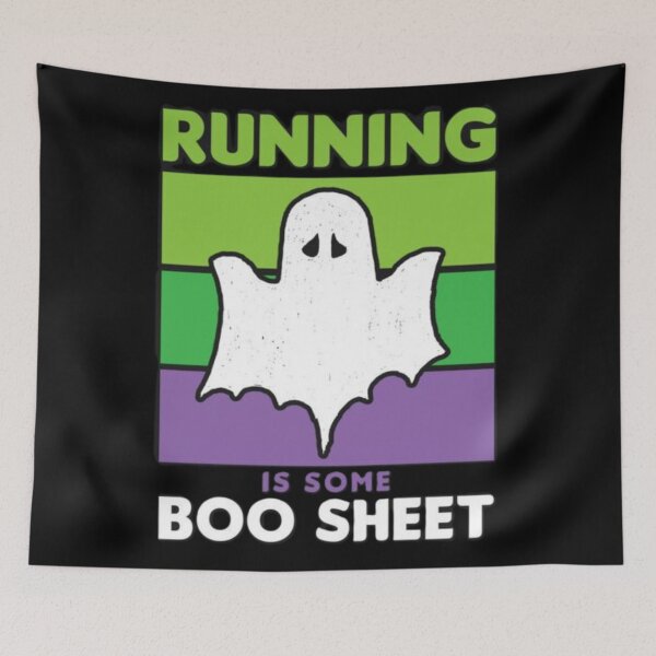 Item preview, Running Is Some Boo Sheet Funny Ghost Runner Design designed and sold by BlackBoneArt.