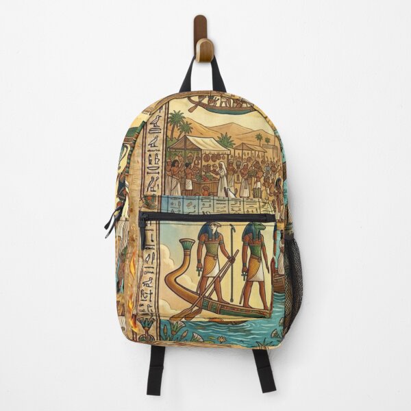 Item preview, Ancient Egyptian Papyrus Scene | Ra Solar Boat Nile Festival Mythology Art designed and sold by Queen Cleopatra.