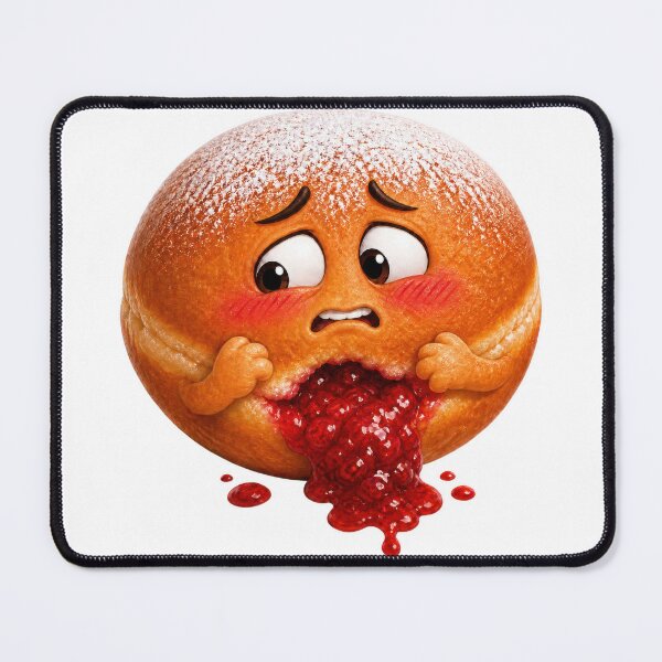 Item preview, Embarrassed Jelly Donut Cartoon Character Leaking Filling designed and sold by jgvisualarts.