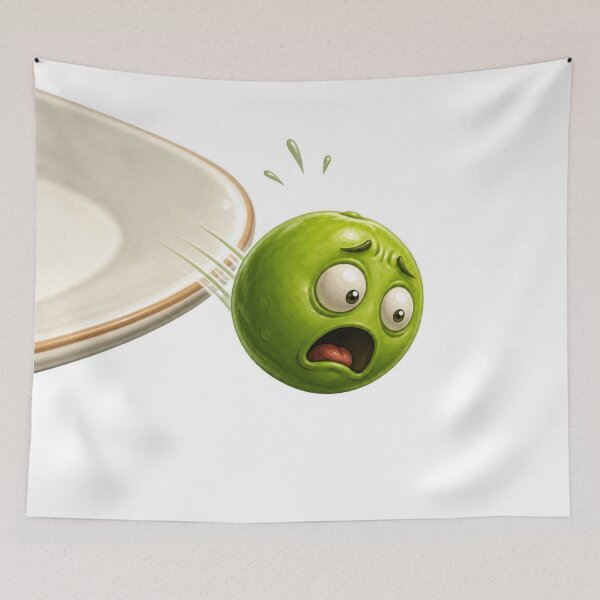 Item preview, Panicked Lime Cartoon Character Being Knocked Off Plate designed and sold by jgvisualarts.