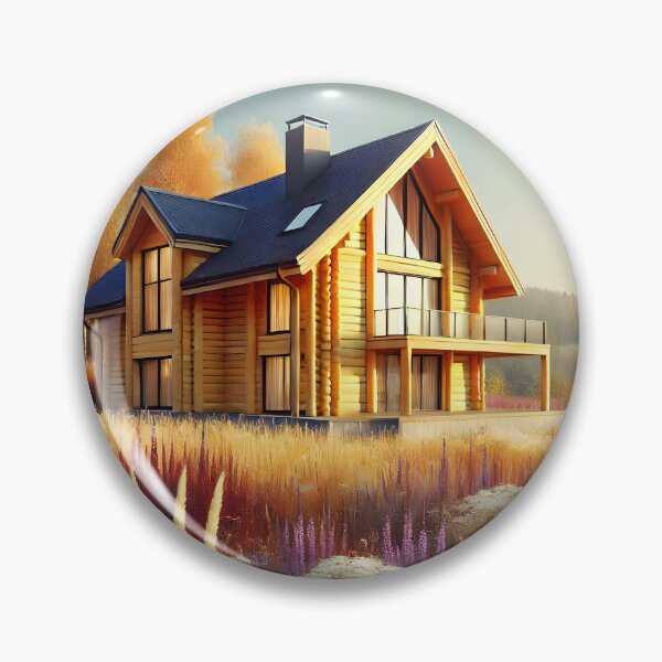 Item preview, Wooden Countryside House – Late Summer to Early Autumn Rustic Home Surrounded by Trees and Florals designed and sold by EmeraldeaArt.