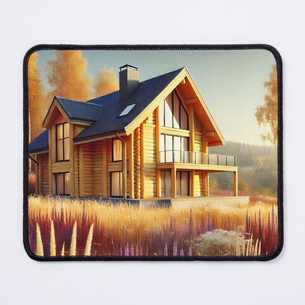 Item preview, Wooden Countryside House – Late Summer to Early Autumn Rustic Home Surrounded by Trees and Florals designed and sold by EmeraldeaArt.