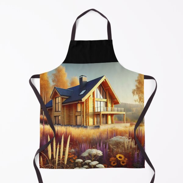 Item preview, Wooden Countryside House – Late Summer to Early Autumn Rustic Home Surrounded by Trees and Florals designed and sold by EmeraldeaArt.