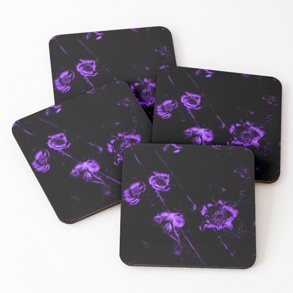 Item preview, Purple Bloom in the Void — Neon Botanical Dark Floral Print designed and sold by BatNature.