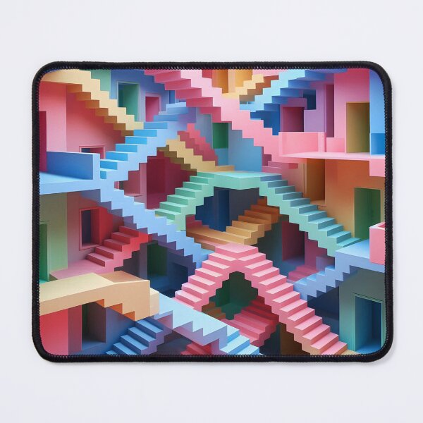 Item preview, Pastel Abstract Stairs – Colorful Interlocking Geometric Steps Illusion designed and sold by EmeraldeaArt.