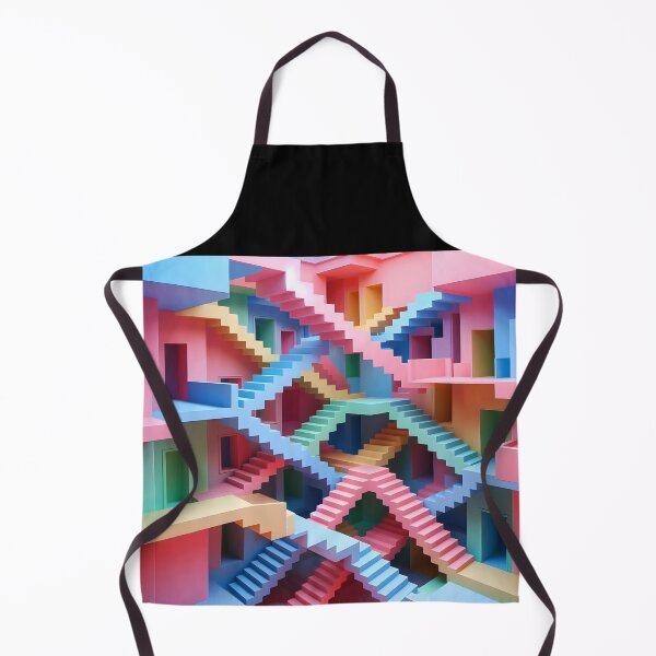 Item preview, Pastel Abstract Stairs – Colorful Interlocking Geometric Steps Illusion designed and sold by EmeraldeaArt.