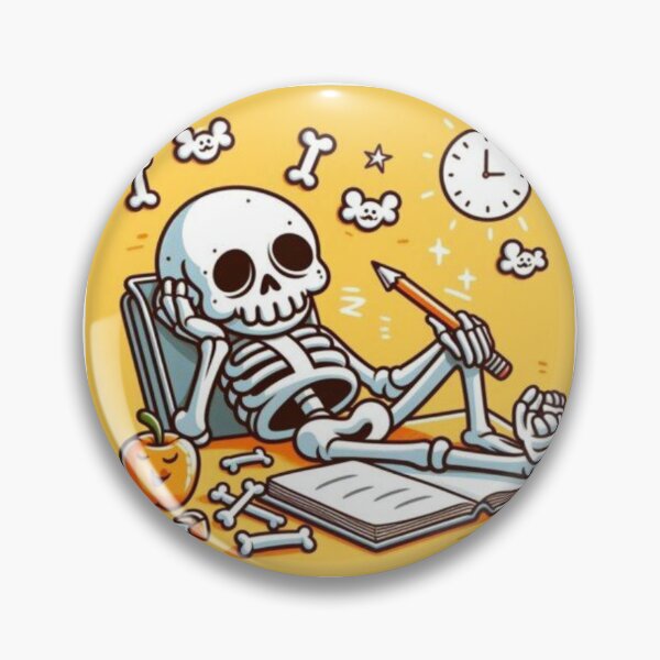 Item preview, Cute Lazy Skeleton Studying Sticker | Funny Kawaii Student Skeleton designed and sold by SkeletonMood.
