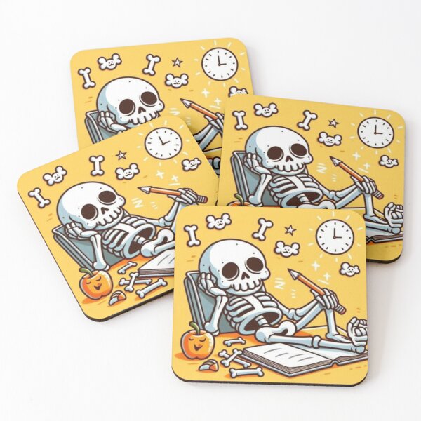 Item preview, Cute Lazy Skeleton Studying Sticker | Funny Kawaii Student Skeleton designed and sold by SkeletonMood.