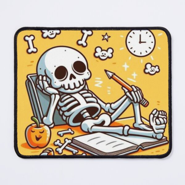 Item preview, Cute Lazy Skeleton Studying Sticker | Funny Kawaii Student Skeleton designed and sold by SkeletonMood.