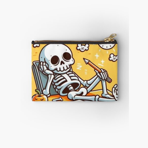 Item preview, Cute Lazy Skeleton Studying Sticker | Funny Kawaii Student Skeleton designed and sold by SkeletonMood.