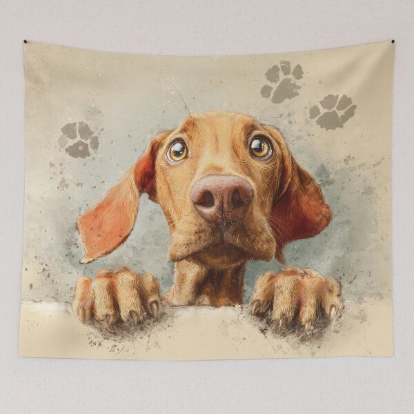 Item preview, Vizsla Peeking over Wall 01 designed and sold by Elisabeth Lucas.