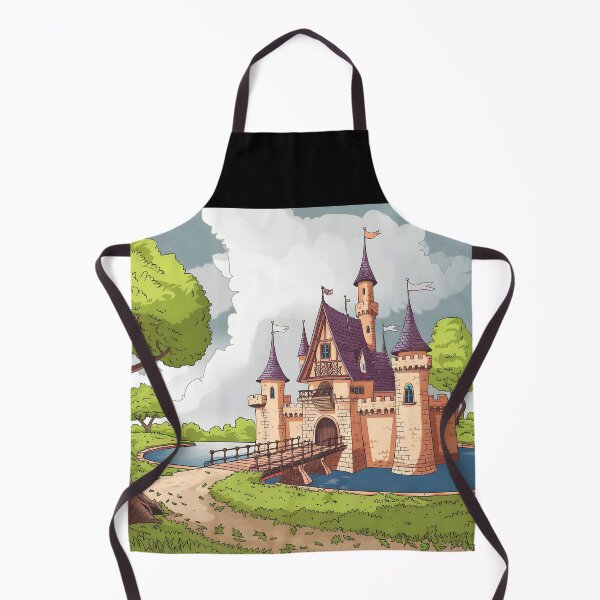 Item preview, Cartoon Fairytale Castle – Children’s Book Illustration with Bridge Water and Magical Landscape designed and sold by EmeraldeaArt.