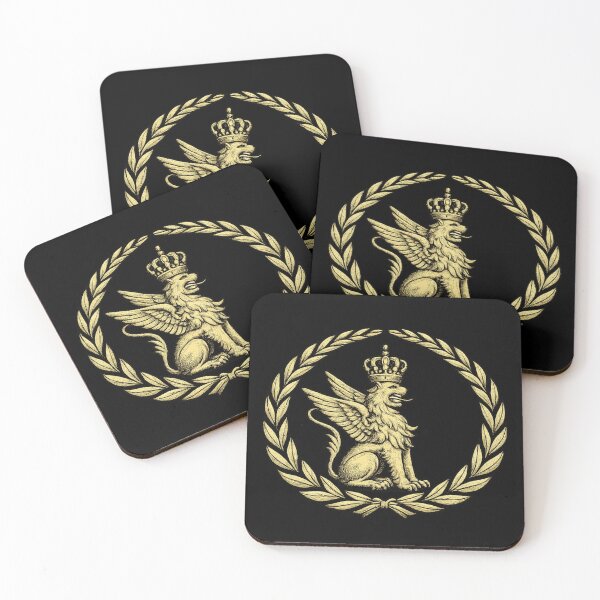 Item preview, Majestic Winged Lion Heraldic Crest Antique Gold Emblem designed and sold by The Abstract Vision.
