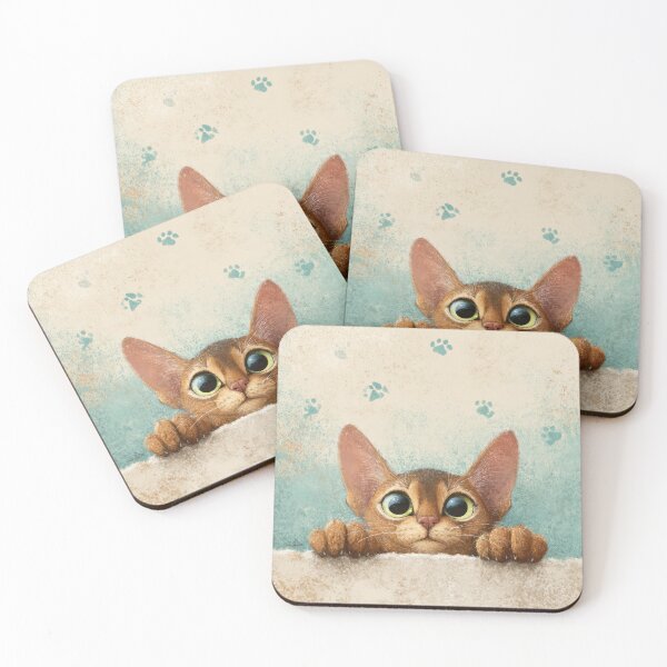 Item preview, Abyssinian Cat Peeking over Wall 01 designed and sold by Elisabeth Lucas.