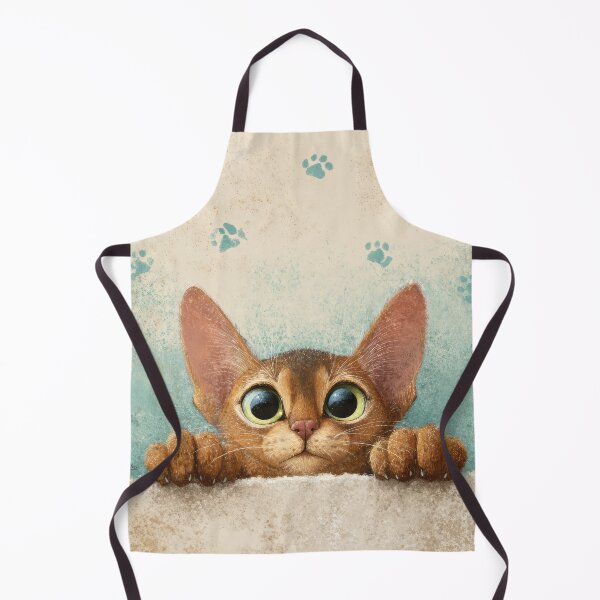 Item preview, Abyssinian Cat Peeking over Wall 01 designed and sold by Elisabeth Lucas.