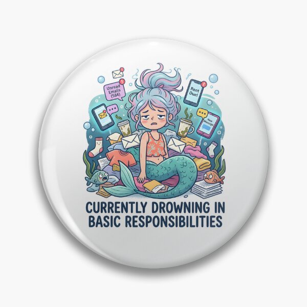 Item preview, Currently Drowning in Basic Responsibilities Mermaid designed and sold by Chartreuse Unicorn.