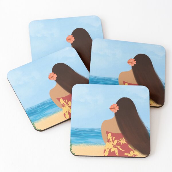 Item preview, Island Girl — Tropical Beach Illustration Art Print designed and sold by PrettyPapayaPrints.