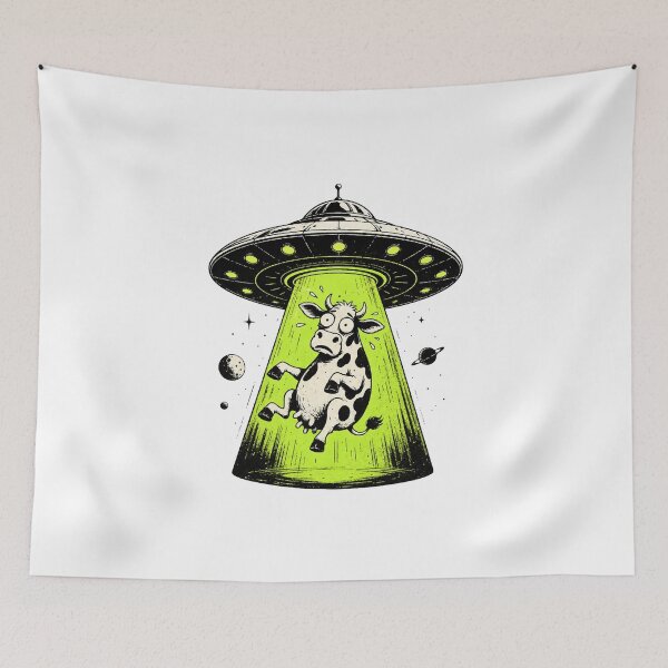Item preview, Alien Cow Abduction Weirdcore Surreal designed and sold by HandicraftArt.