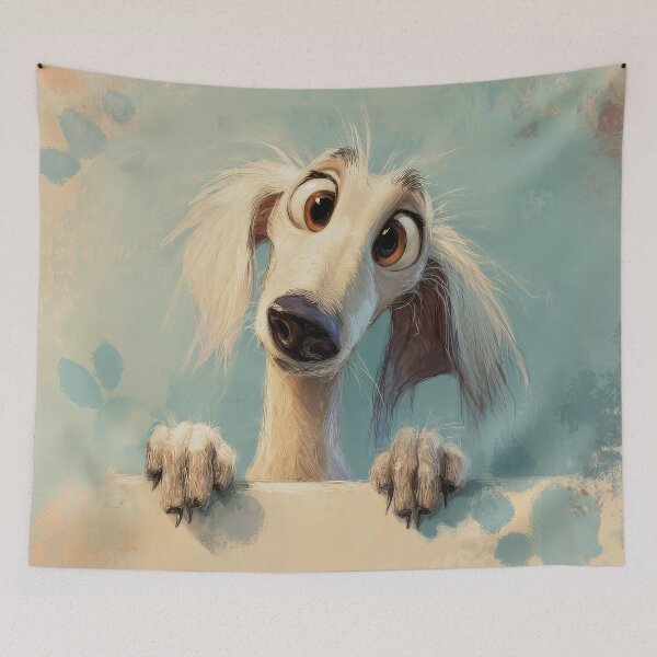 Item preview, Afghan Hound Peeking over Wall 01 designed and sold by Elisabeth Lucas.