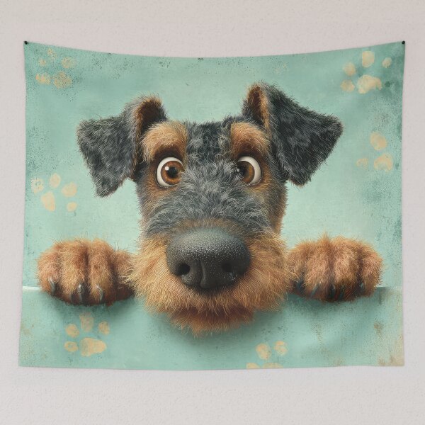Item preview, Airedale Terrier Peeking over Wall 02 designed and sold by Elisabeth Lucas.