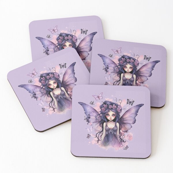 Item preview, Hada Mariposa Morada con Rosas | Arte Etéreo de Fantasía Hada designed and sold by TheInkRaven.