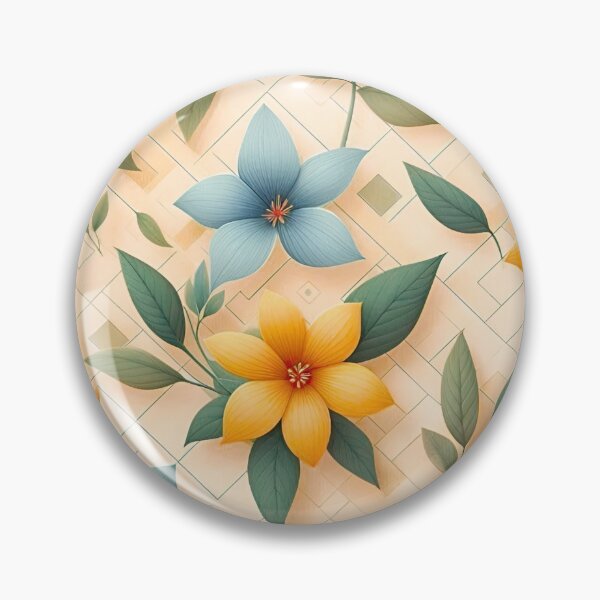 Item preview, Five Petal Flowers Soft Green Leaves Geometric Mesh Background Seamless Pattern designed and sold by Good Vibes .
