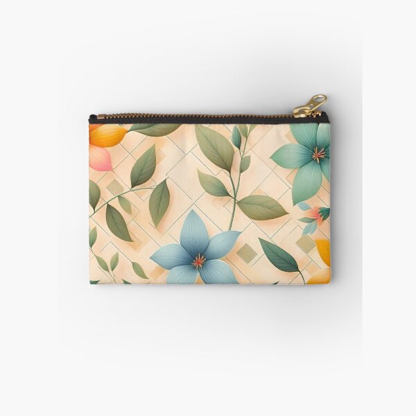 Item preview, Five Petal Flowers Soft Green Leaves Geometric Mesh Background Seamless Pattern designed and sold by Good Vibes .