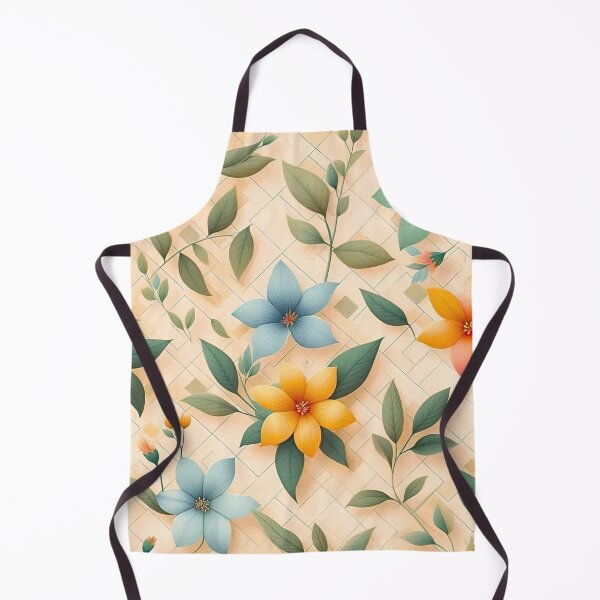 Item preview, Five Petal Flowers Soft Green Leaves Geometric Mesh Background Seamless Pattern designed and sold by Good Vibes .