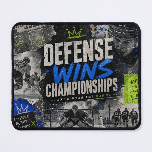 Item preview, DEFENSE WINS CHAMPIONSHIPS — Hockey Collage Poster (Mixed‑Media, Gritty) designed and sold by Jandedan.