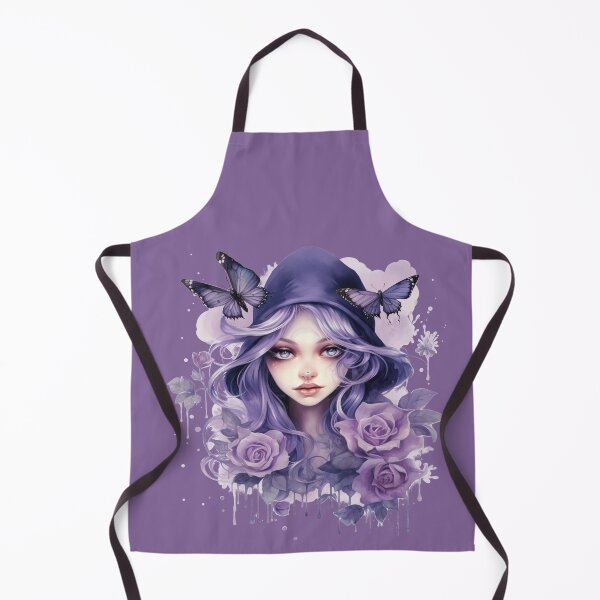 Item preview, Purple Witch with Butterflies | Ethereal Silver Purple Hair Fantasy Portrait designed and sold by TheInkRaven.