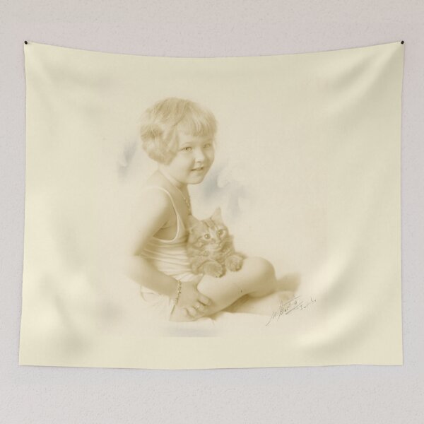 Item preview, Vintage Child with Kitten Studio Portrait designed and sold by BGPickers.