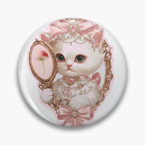 Item preview, Coquette Victorian Kitten Rococo Mirror Sticker designed and sold by mimesshop.