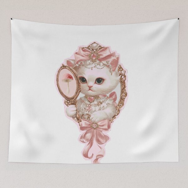 Item preview, Coquette Victorian Kitten Rococo Mirror Sticker designed and sold by mimesshop.
