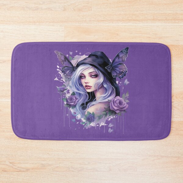 Item preview, Mystic Purple Witch with Butterflies | Silver Hair Gothic Fantasy Art designed and sold by TheInkRaven.