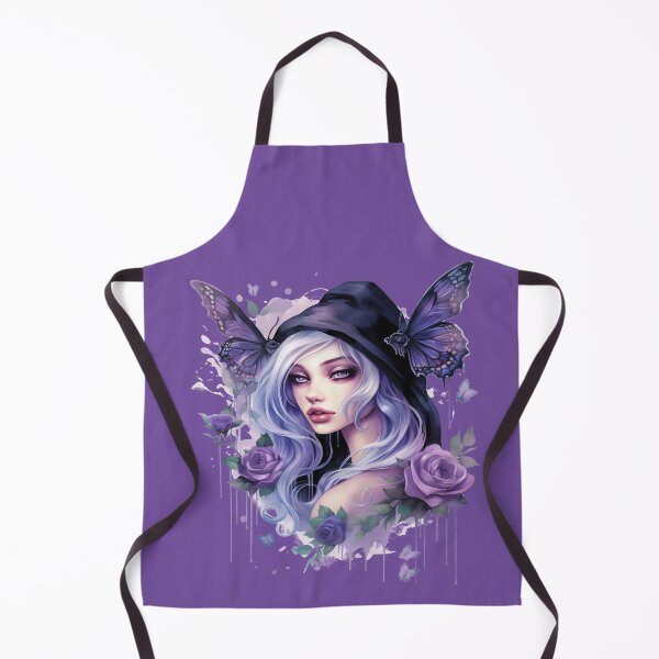 Item preview, Mystic Purple Witch with Butterflies | Silver Hair Gothic Fantasy Art designed and sold by TheInkRaven.