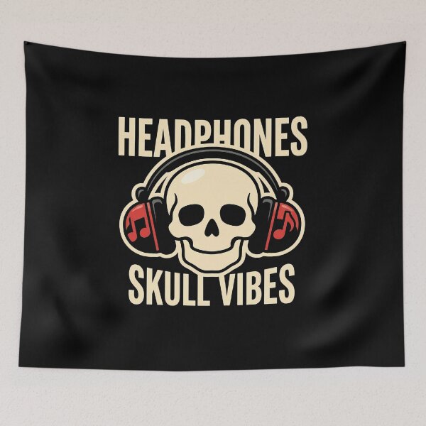 Item preview, Skull Headphones Vibes Sticker Design designed and sold by AbanoubStore.