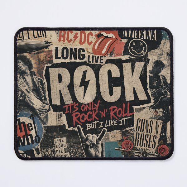 Item preview, ROCK COLLAGE — Abstract Mixed‑Media Rock Poster (Gritty Typography & Icons) designed and sold by Jandedan.