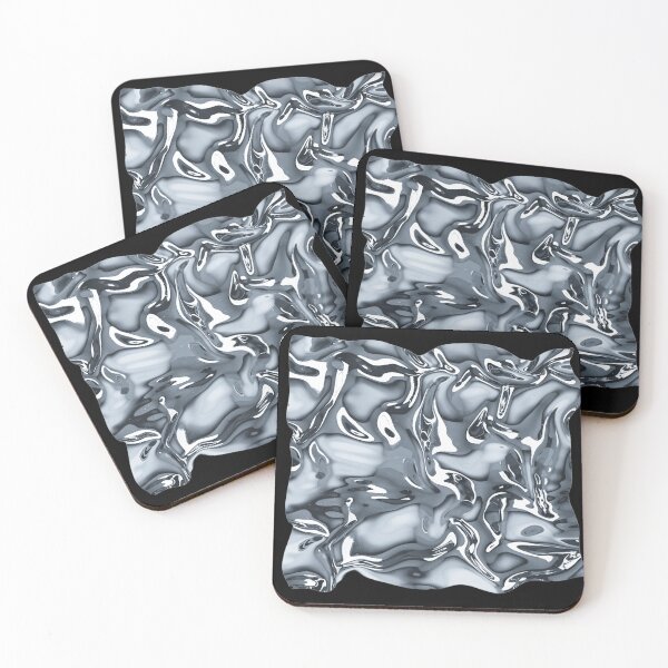 Item preview, Liquid Chrome Silver Metallic Waves Texture Pattern Art designed and sold by Rawafi Art Studio.