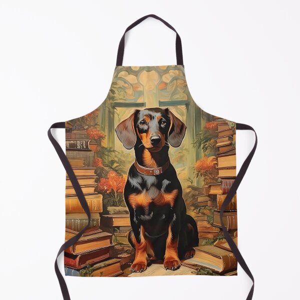Item preview, Dachshund Dog Portrait in Cute Cottagecore Library Artwork designed and sold by CKWagSwag.