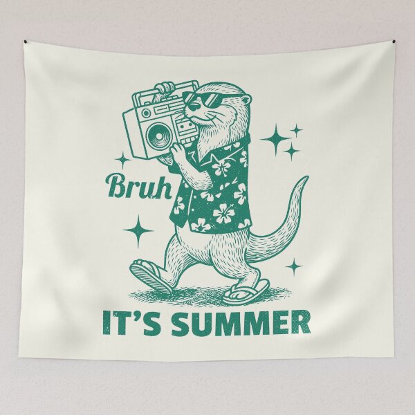 Item preview, Bruh It's Summer Retro Otter Boombox Hawaiian  designed and sold by Y-Vibes.