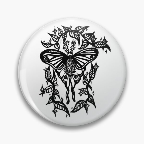 Item preview, Gothic Greyscale Luna Moth Leaves And Sparkles designed and sold by KayTurtless.