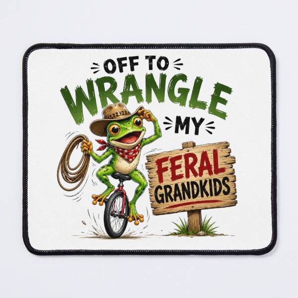 Item preview, Off to Wrangle My Feral Grandkids Funny Frog Riding Bicycle designed and sold by Zbixu.