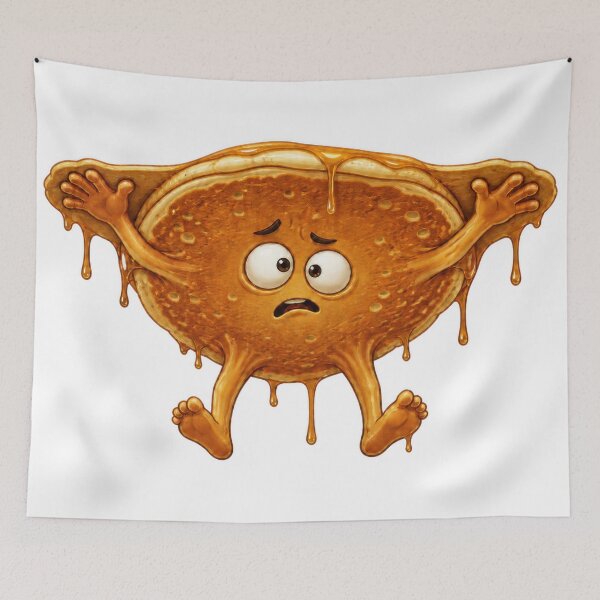 Item preview, Confused Pancake Cartoon Character Stuck and Dripping Syrup designed and sold by jgvisualarts.