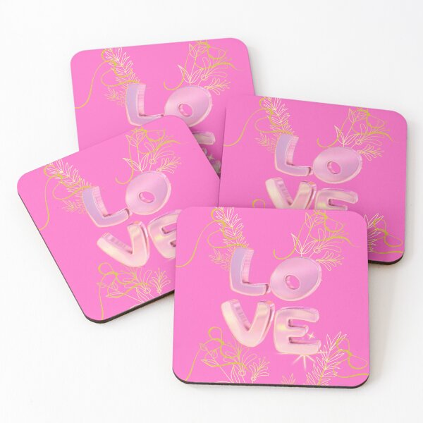 Item preview,  Love Pink 3D Balloon Letters Gold Floral Hot Pink Art Print designed and sold by Extremeallie.