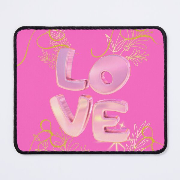 Item preview, Love Pink 3D Balloon Letters Gold Floral Hot Pink Art Print designed and sold by Extremeallie.