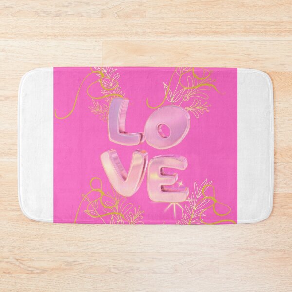 Item preview,  Love Pink 3D Balloon Letters Gold Floral Hot Pink Art Print designed and sold by Extremeallie.