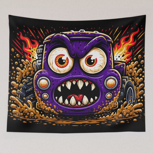 Item preview, Purple Angry Car Face with Flames and Mud designed and sold by Piotrek0001.