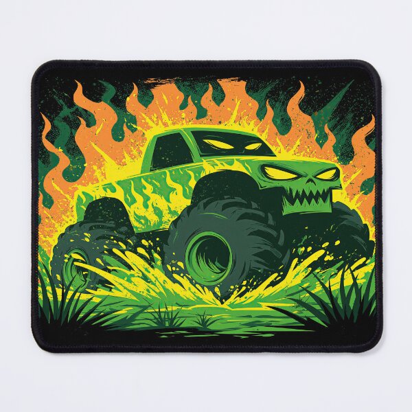 Item preview, Green Monster Truck Roaring in Fire designed and sold by Piotrek0001.
